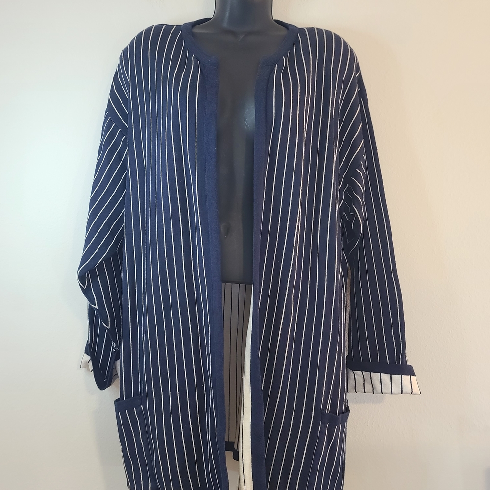 Chic Striped Open Cardigan